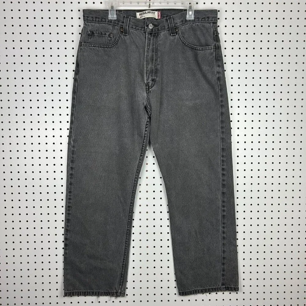 Levi's 505 Faded Black Jean 36x30 Relaxed Streetwear Skate Baggy Goth Baggy Y2K - Picture 5 of 8